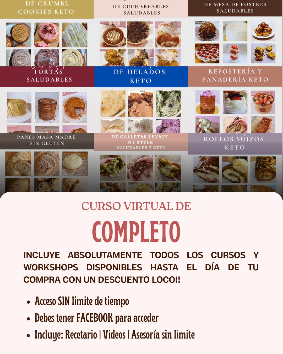 CURSO COMPLETO DE REPOSTERÍA, PANADERÍA, HELADERÍA, GALLETERÍA SALUDABLE Y KETO